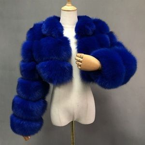 Blue Faux Fur Cropped Jacket